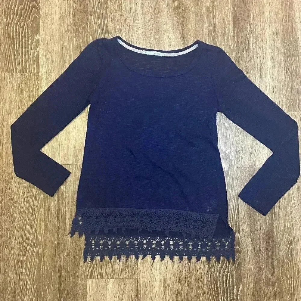 Womens Maurices Blue Lace Top - S